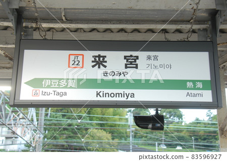 Station name display board of Kinomiya Station (JT22) on the Ito Line (Ueno Tokyo Line) (Atami City, Shizuoka Prefecture) 83596927