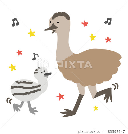 鴯鶓(鴕鳥)的父母和孩子的插圖 鴯鶓(鴕鳥)的父母和孩子的插圖 83597647