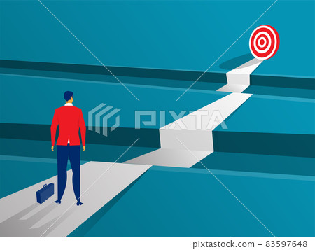 businessman standing to direct way to goal success concept vector illustrator. businessman standing to direct way to goal success concept vector illustrator. 83597648