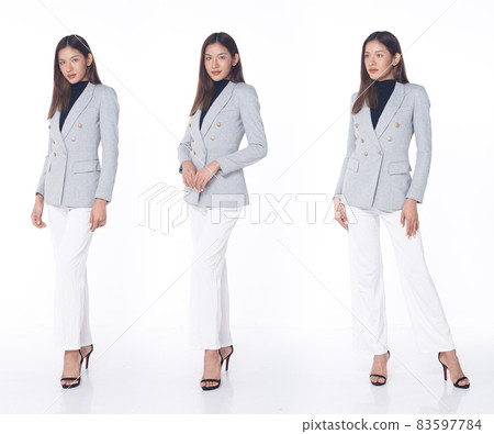 Collage Group Full length Figure snap of 20s Asian Woman brown hair business suit pant and high Collage Group Full length Figure snap of 20s Asian Woman brown hair business suit pant and high 83597784
