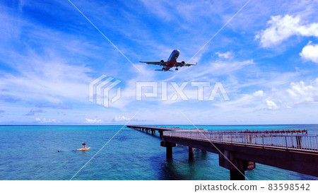 Jet plane landing on 17 End Beach on Shimojishima 83598542