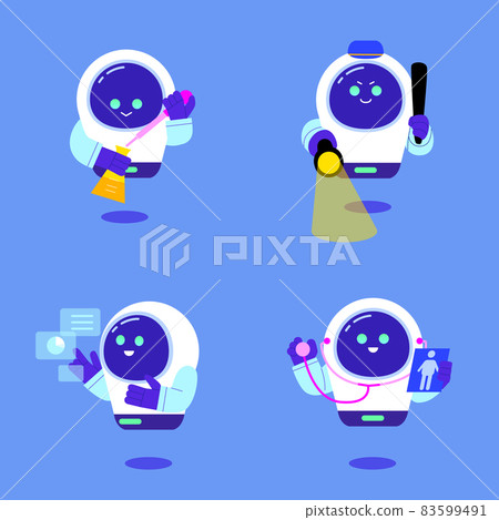 artificial intelligence android robot character set with various motions and feelings artificial intelligence android robot character set with various motions and feelings 83599491