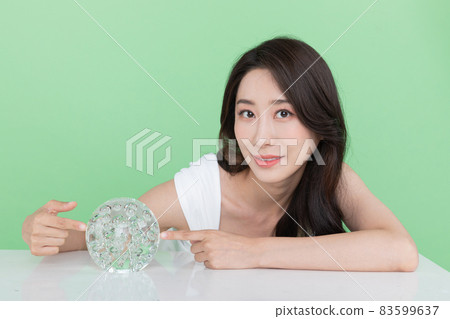 skin beauty concept, beautiful Korean Asian woman holding collagen skin beauty concept, beautiful Korean Asian woman holding collagen 83599637