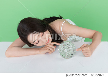 skin beauty concept, beautiful Korean Asian woman holding collagen skin beauty concept, beautiful Korean Asian woman holding collagen 83599699
