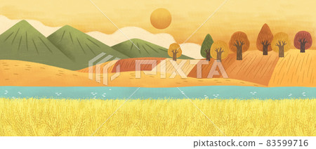 autumn landscape with glow 83599716
