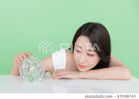 skin beauty concept, beautiful Korean Asian woman holding collagen skin beauty concept, beautiful Korean Asian woman holding collagen 83599743
