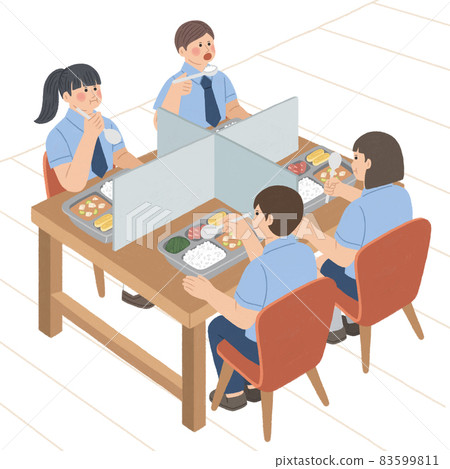 students eating lunch in school with partitions students eating lunch in school with partitions 83599811