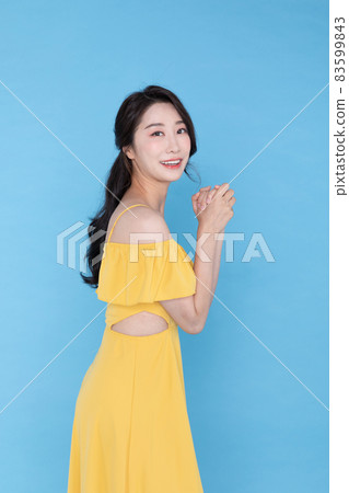 shopping event concept, Asian woman with folded hands shopping event concept, Asian woman with folded hands 83599843