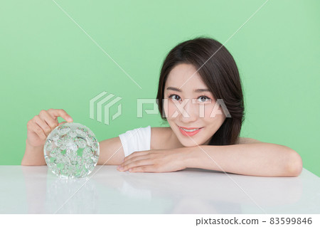 skin beauty concept, beautiful Korean Asian woman holding collagen skin beauty concept, beautiful Korean Asian woman holding collagen 83599846