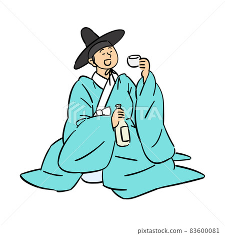 Seonbi, Korean scholar with Hanbok holding Gyeongju Beopju Seonbi, Korean scholar with Hanbok holding Gyeongju Beopju 83600081