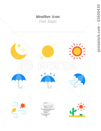 weather icon set in flat simple color style weather icon set in flat simple color style 83600430