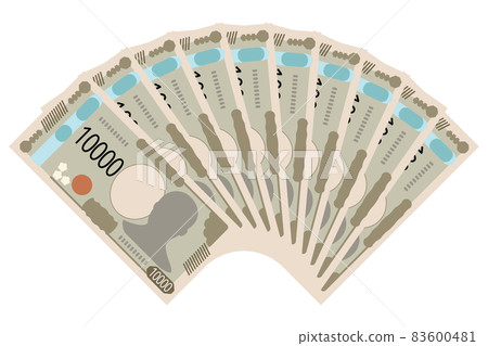 Illustration of spreading several new 10,000 yen bills Illustration of spreading several new 10,000 yen bills 83600481