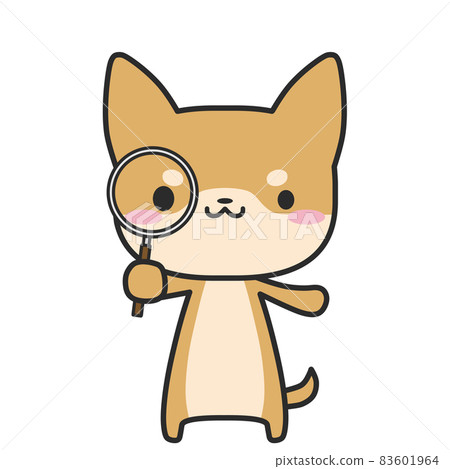 柴犬拿著放大鏡 柴犬拿著放大鏡 83601964