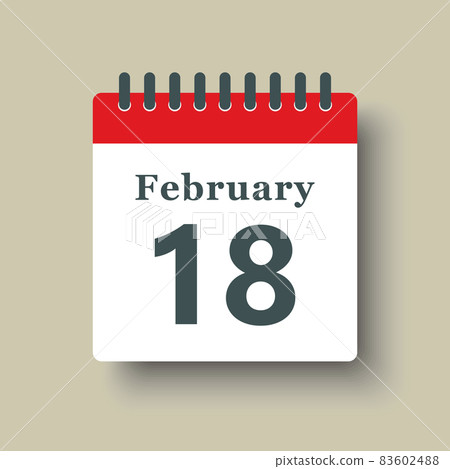 Icon day date 18 February, template calendar page 83602488