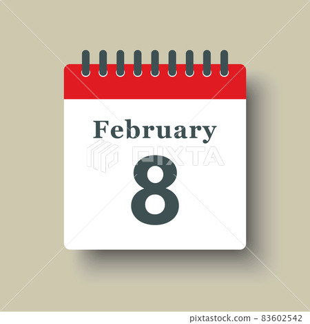 Icon day date 8 February, template calendar page 83602542