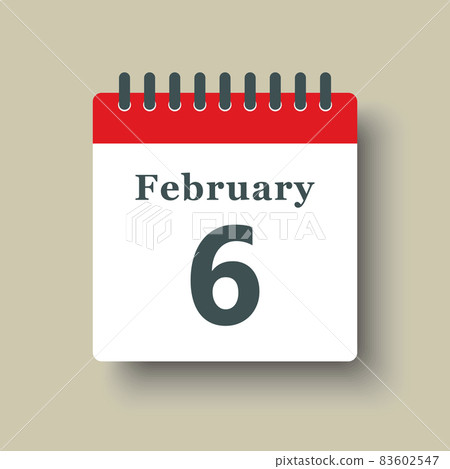 Icon day date 6 February, template calendar page 83602547