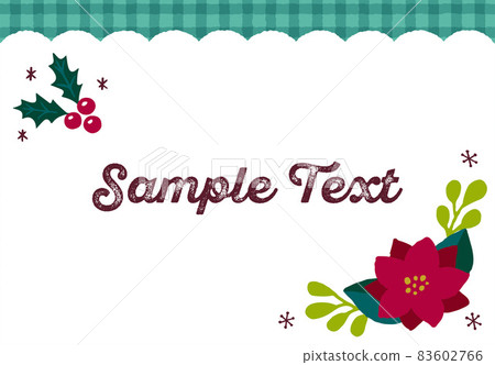 Holly and poinsettia Christmas frame mint green 83602766