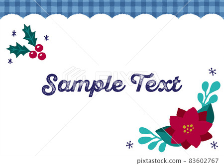 Holly and poinsettia Christmas frame blue Holly and poinsettia Christmas frame blue 83602767