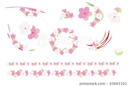 Somehow convenient red plum white plum pop illustration material Somehow convenient red plum white plum pop illustration material 83603101