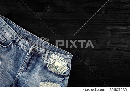 Cash in your jeans pocket. Still life. Cash in your jeans pocket. Still life. 83603983