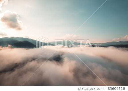 morning fog in the mountains high angle view morning fog in the mountains high angle view 83604516