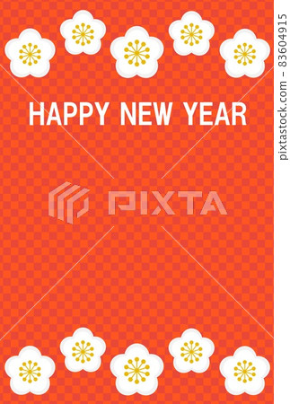 Happy New Year plum blossom checkered pattern 83604915