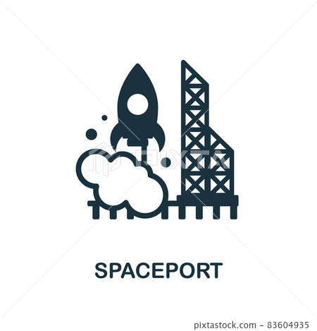 Spaceport icon. Monochrome sign from space collection. Creative Spaceport icon illustration for web design, infographics and more 83604935