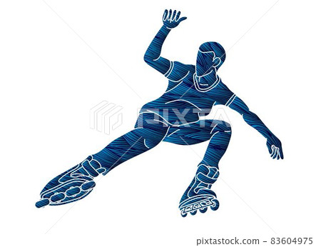 Roller blade Player Extreme Sport Cartoon Graphic Vector 83604975