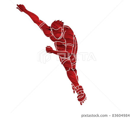 Roller blade Player Extreme Sport Cartoon Graphic Vector 83604984