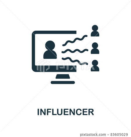 Influencer icon. Monochrome sign from social media marketing collection. Creative Influencer icon illustration for web design, infographics and more 83605029