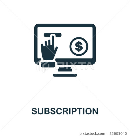 Subscription icon. Monochrome sign from social media marketing collection. Creative Subscription icon illustration for web design, infographics and more 83605040