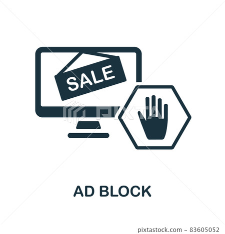 Ad Block icon. Monochrome sign from social media marketing collection. Creative Ad Block icon illustration for web design, infographics and more Ad Block icon. Monochrome sign from social media marketing collection. Creative Ad Block icon illustration for web design, infographics and more 83605052