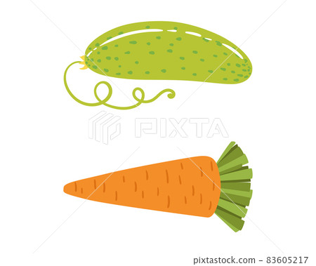 Ripe Carrot and Cucumber Vegetable as Healthy Raw Food and Garden Cultivar Vector Set Ripe Carrot and Cucumber Vegetable as Healthy Raw Food and Garden Cultivar Vector Set 83605217