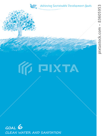 SDGs 目標 6 圖像樹、鴿子和草地框架 83605953