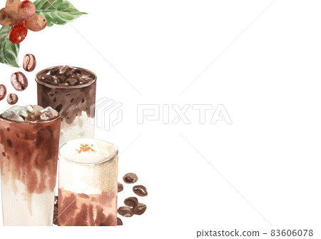 Korean coffee frame watercolor clipart 83606078