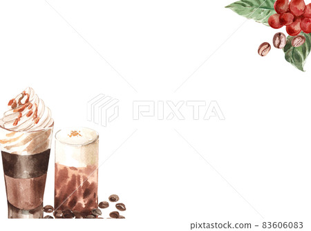 Korean coffee frame watercolor clipart 83606083
