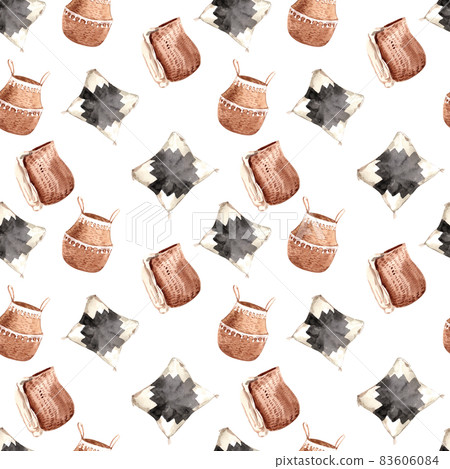 Boho furniture pattern seamless watercolor Boho furniture pattern seamless watercolor 83606084