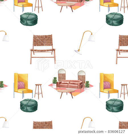 Deluxe furniture pattern seamless watercolor Deluxe furniture pattern seamless watercolor 83606127