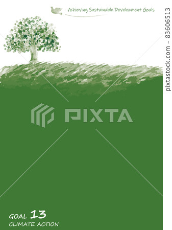 SDGs Goal 13 Image Tree, Dove and Meadow Frame SDGs Goal 13 Image Tree, Dove and Meadow Frame 83606513