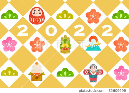 2022年新年賀卡素材插畫佛法門松富士山第一次日出加神麻糬風箏 2022年新年賀卡素材插畫佛法門松富士山第一次日出加神麻糬風箏 83606696