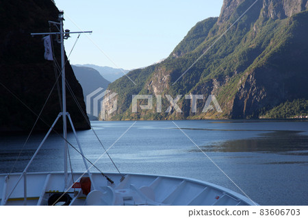 Landscape of Naeroyfjord from a cruise ship Landscape of Naeroyfjord from a cruise ship 83606703