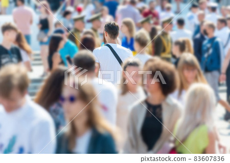 Crowd of people on city street Crowd of people on city street 83607836