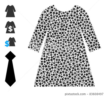 Dotted Woman Dress Mosaic of Round Dots and Other Icons Dotted Woman Dress Mosaic of Round Dots and Other Icons 83608497