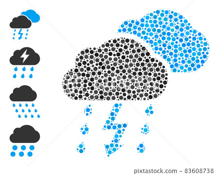 Dotted Thunderstorm Mosaic of Rounded Dots with... - Stock Illustration ...