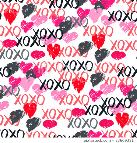 XOXO brush lettering signs seamless pattern - Stock Illustration ...