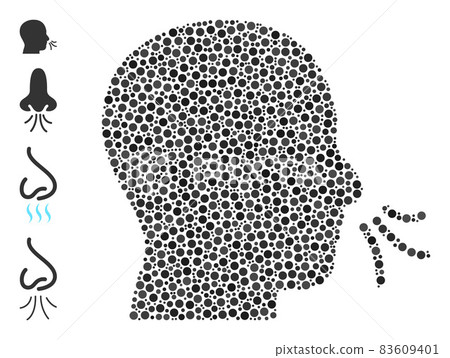 Dotted Sniff Mosaic of Round Dots with Other Icons Dotted Sniff Mosaic of Round Dots with Other Icons 83609401