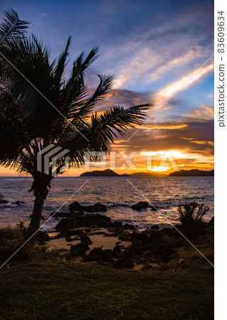 Beautiful sunset over koh Mak tropical island and its beach, near koh Chang, Trat, Thailand Beautiful sunset over koh Mak tropical island and its beach, near koh Chang, Trat, Thailand 83609634