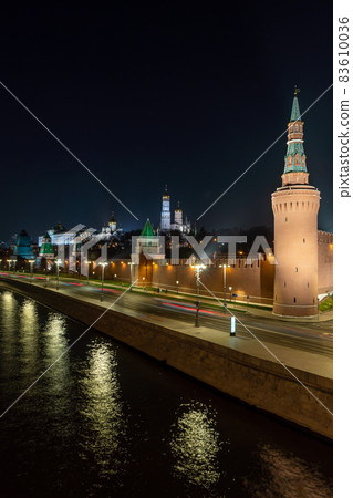 Moscow at night. Moscow Kremlin and Kremlin embankment Moscow at night. Moscow Kremlin and Kremlin embankment 83610036