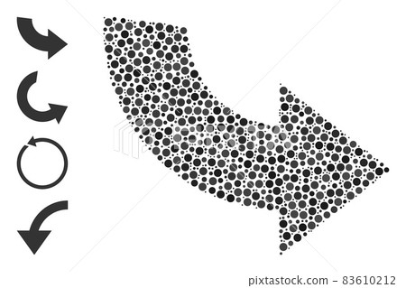 Dotted Rotate Ccw Mosaic of Round Dots and Bonus Icons Dotted Rotate Ccw Mosaic of Round Dots and Bonus Icons 83610212