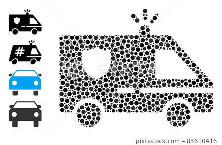 Dotted Police Car Mosaic of Rounded Dots and Other Icons Dotted Police Car Mosaic of Rounded Dots and Other Icons 83610416